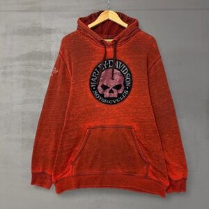 Vintage Harley Davidson Red Acid Wash Men's Memphis Tennessee Hoodie XL